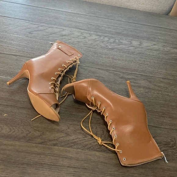 NWT BURJU Moment Nude Open Toe Lace Up Ankle Boots | Size 11 - Picture 2 of 10